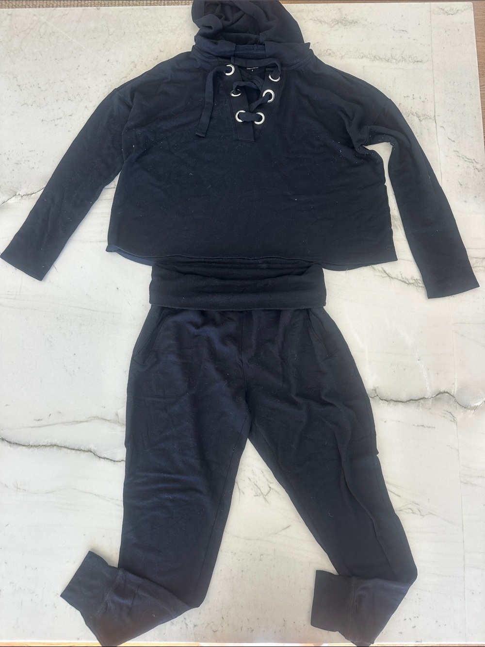 Beyond Yoga Black Pullover and Jogger Set